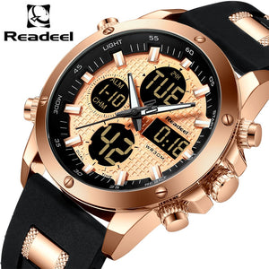 Mens Watches Top Brand Luxury Chronograph Gold Men Watch Quatz Digital Led Sport Watch Men Male Clock Man Waterproof Wristwatch - Home Garden 01