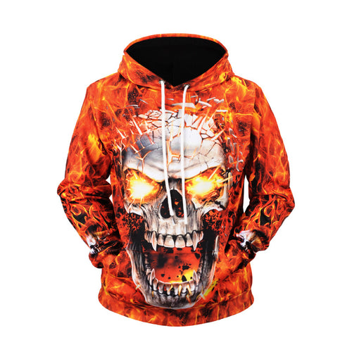 Hoodie 2019 New Style Fire Skull Printed Men's Sweatshirts & Hoodies Large Size  Coat Autumn And Winter Sweater Fashion - Home Garden 01